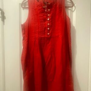 Quince Red Linen Swing Dress